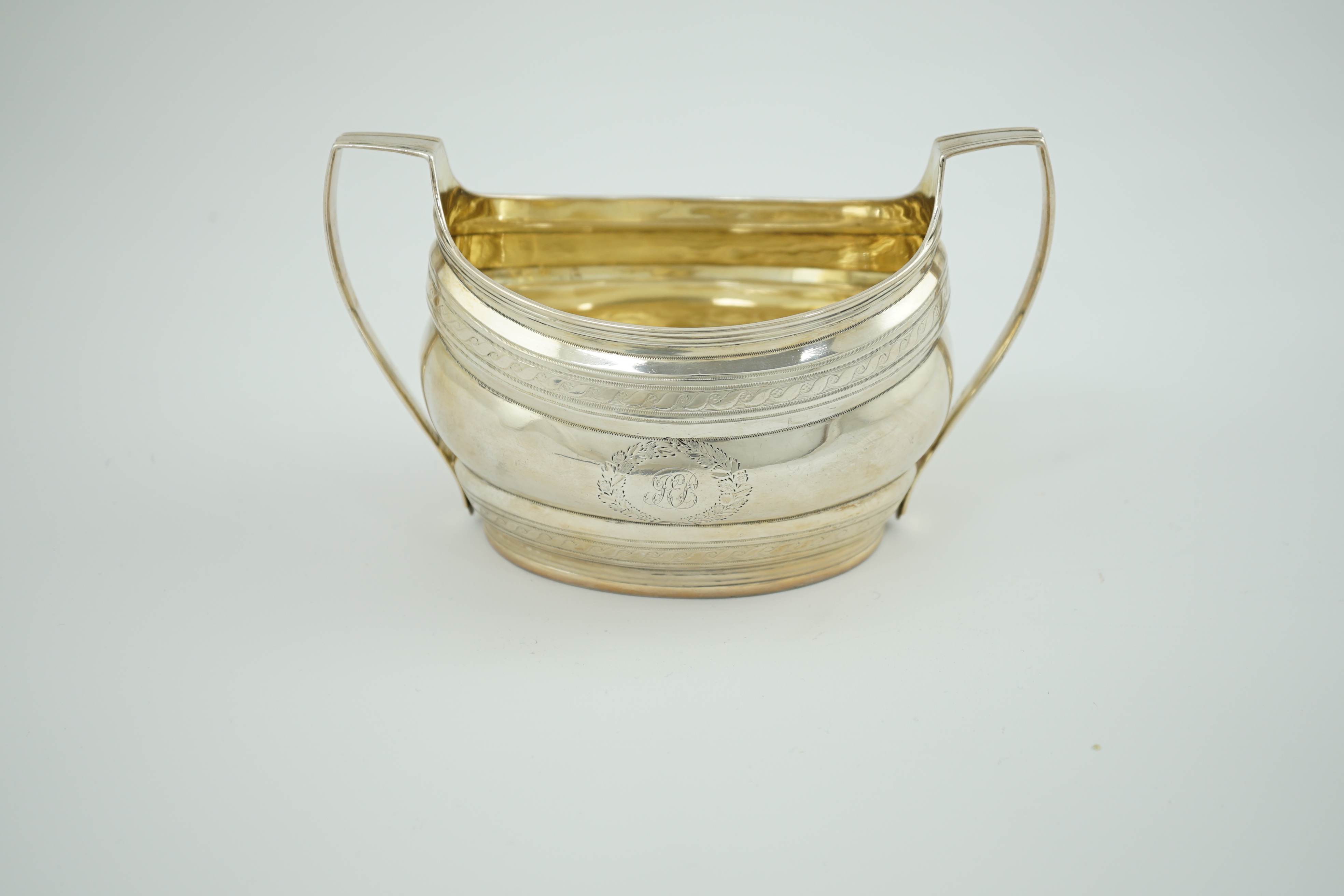 A George III silver oval two-handled sugar bowl, by Robert & David Hennell